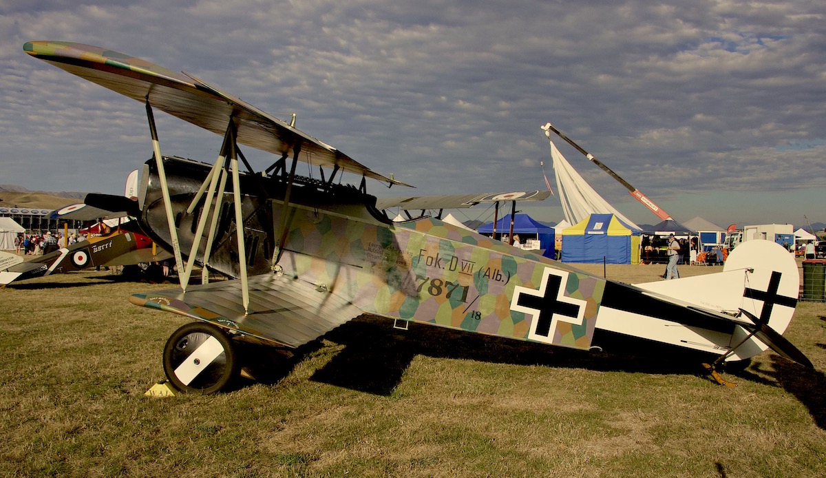 Reproduction of Fokker Biplane model D.VII. Considered the finest all-round fighter plane of WWI.