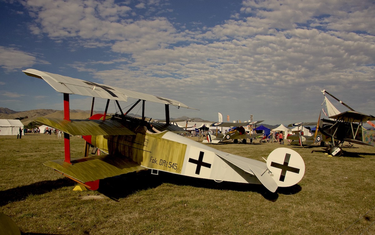 Fokker Triplane painted in the colours used by Ltn. Hans Weiss