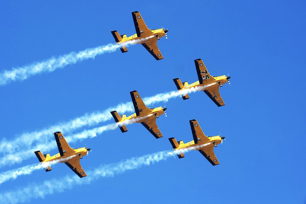 RNZAF Red Checkers team using Pacific Aerospace CT-4E Airtrainer