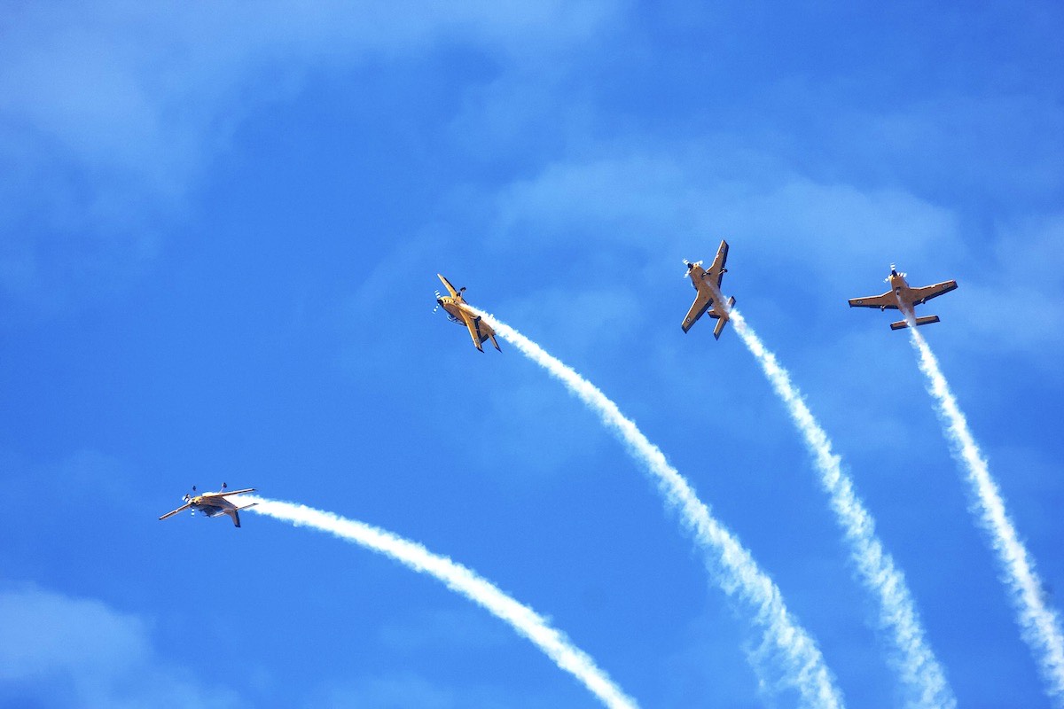 RNZAF Red Checkers team using Pacific Aerospace CT-4E Airtrainer