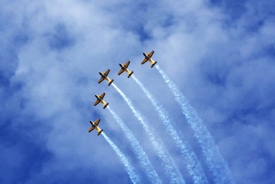 RNZAF Red Checkers team using Pacific Aerospace CT-4E Airtrainer