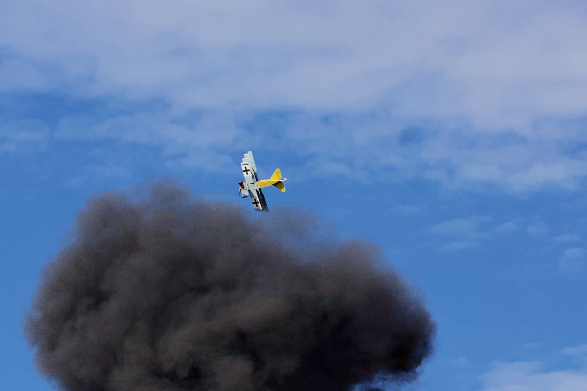Fokker Triplane in mock battle