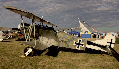 Reproduction of Fokker Biplane model D.VII. Considered the finest all-round fighter plane of WWI.