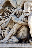 Detail of the Arc de Triomphe.  This soldier must have had enough. Who can blame him?