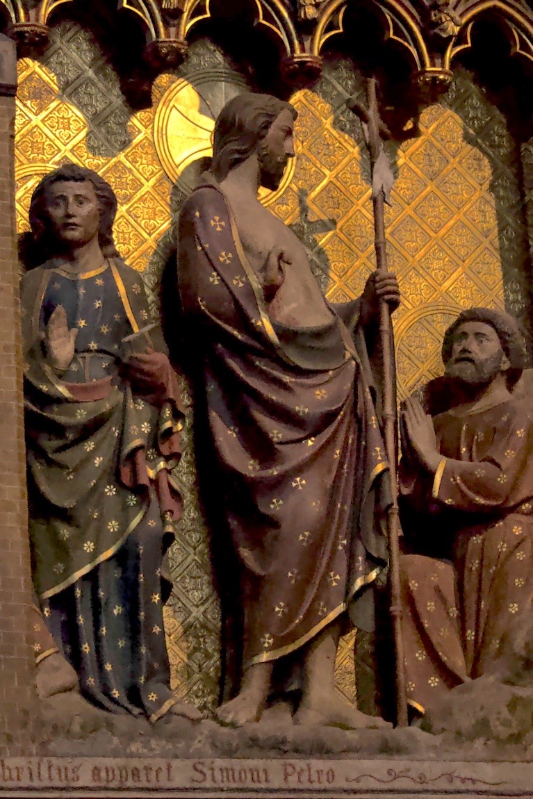 Carved biblical scenes within Notre Dame