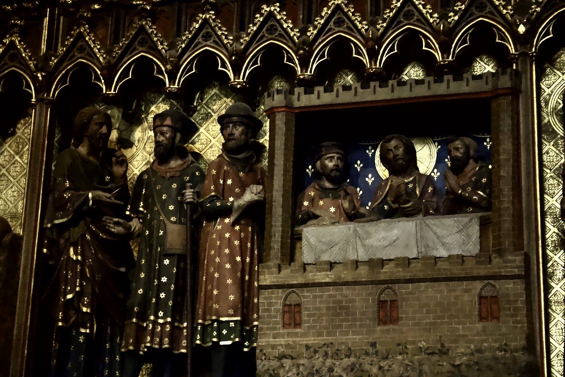 Carved biblical scenes within Notre Dame