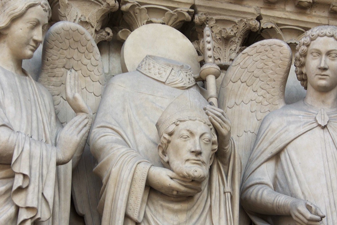 Saint Denis of Paris still holding his head up