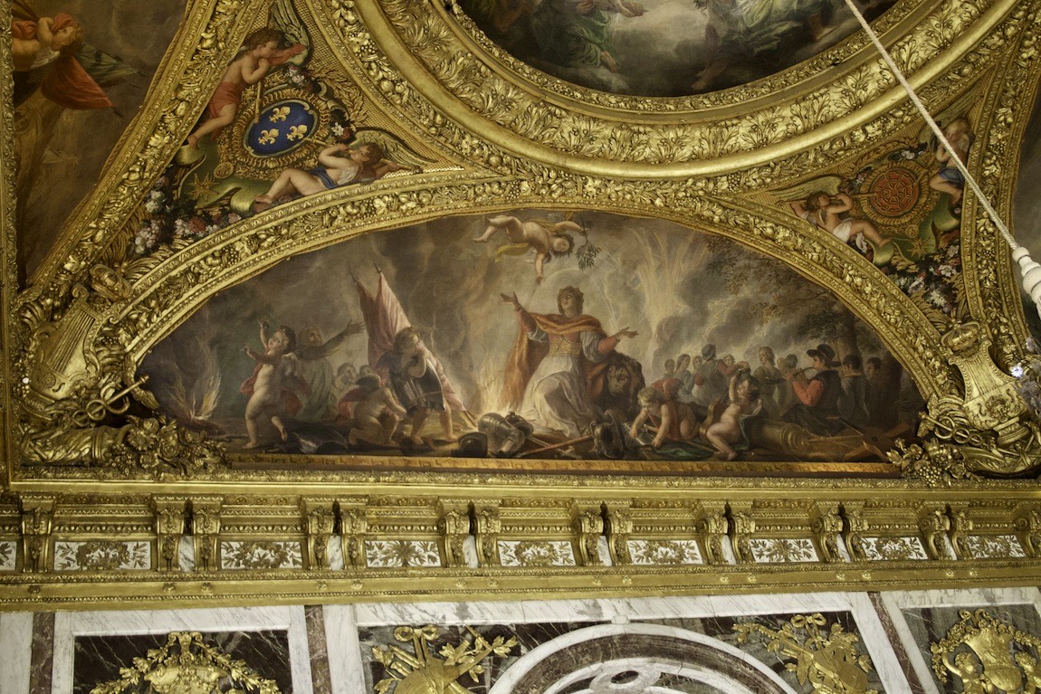 Spain receiving an olive branch by
Charles Le Brun. Ceiling of the Hall of Mirrors