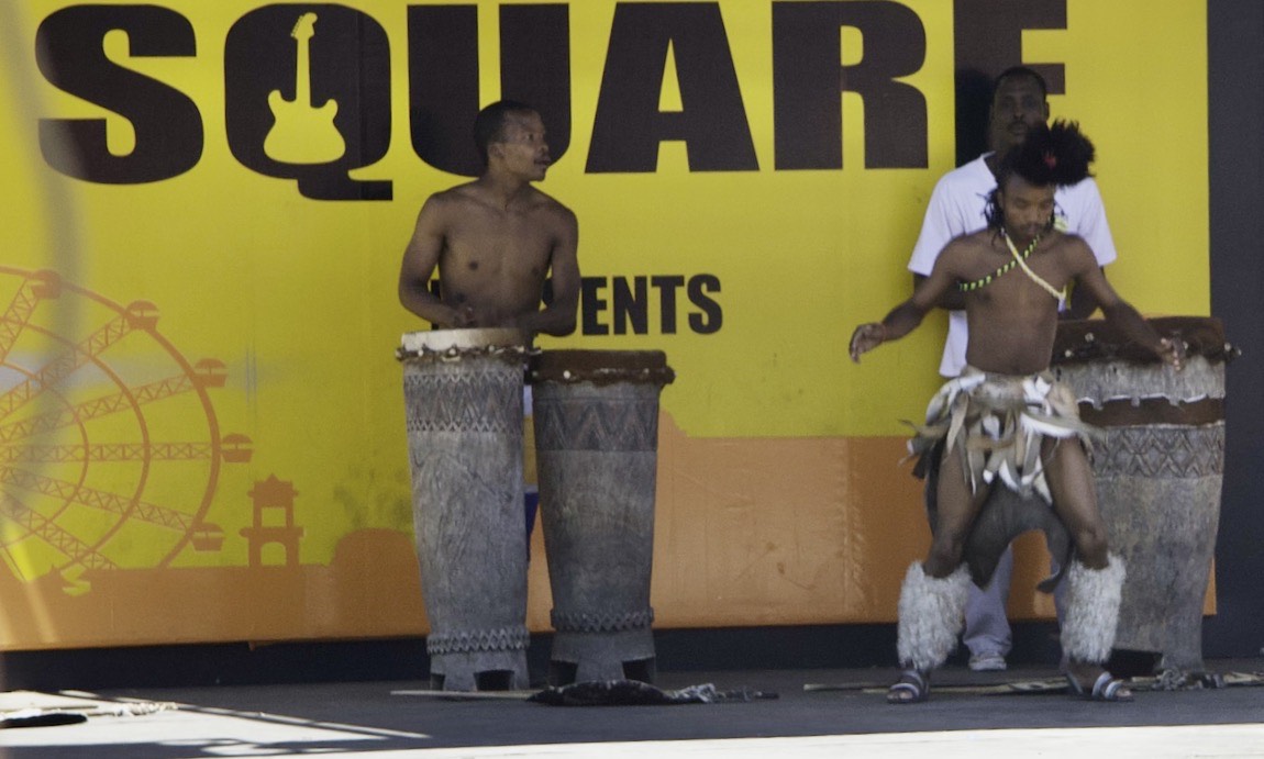 Dancer and drummer at the Town Square stage