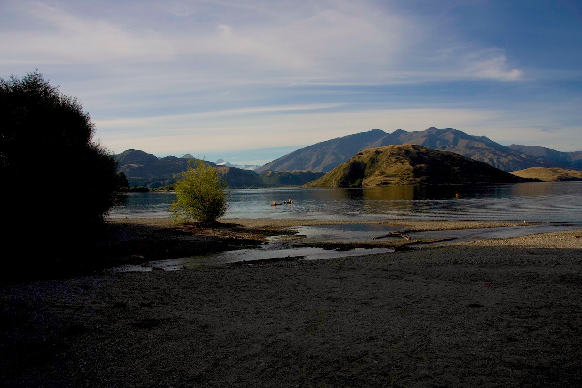 The view from our campground on the shore of Lake Wanaka