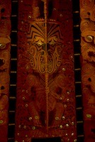 Carving of a chief inside the marae