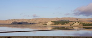 Highly saline lagoon used for salt production