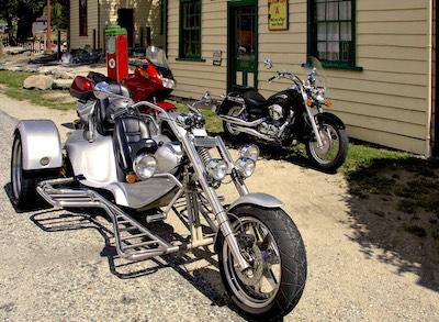 Funny motorcycles outside the Cardrona Hotel